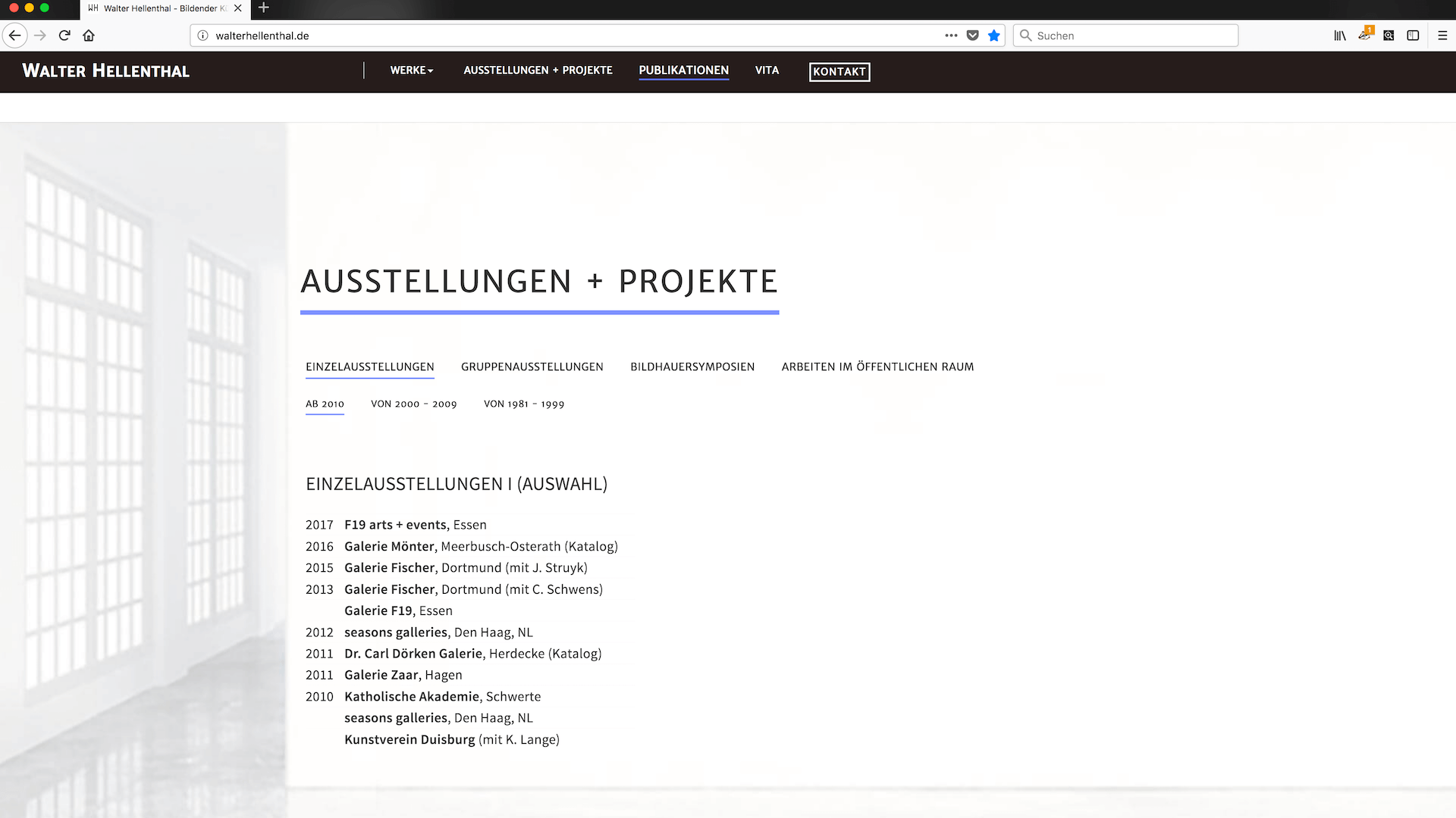 Screenshot der Website Walter Hellenthal