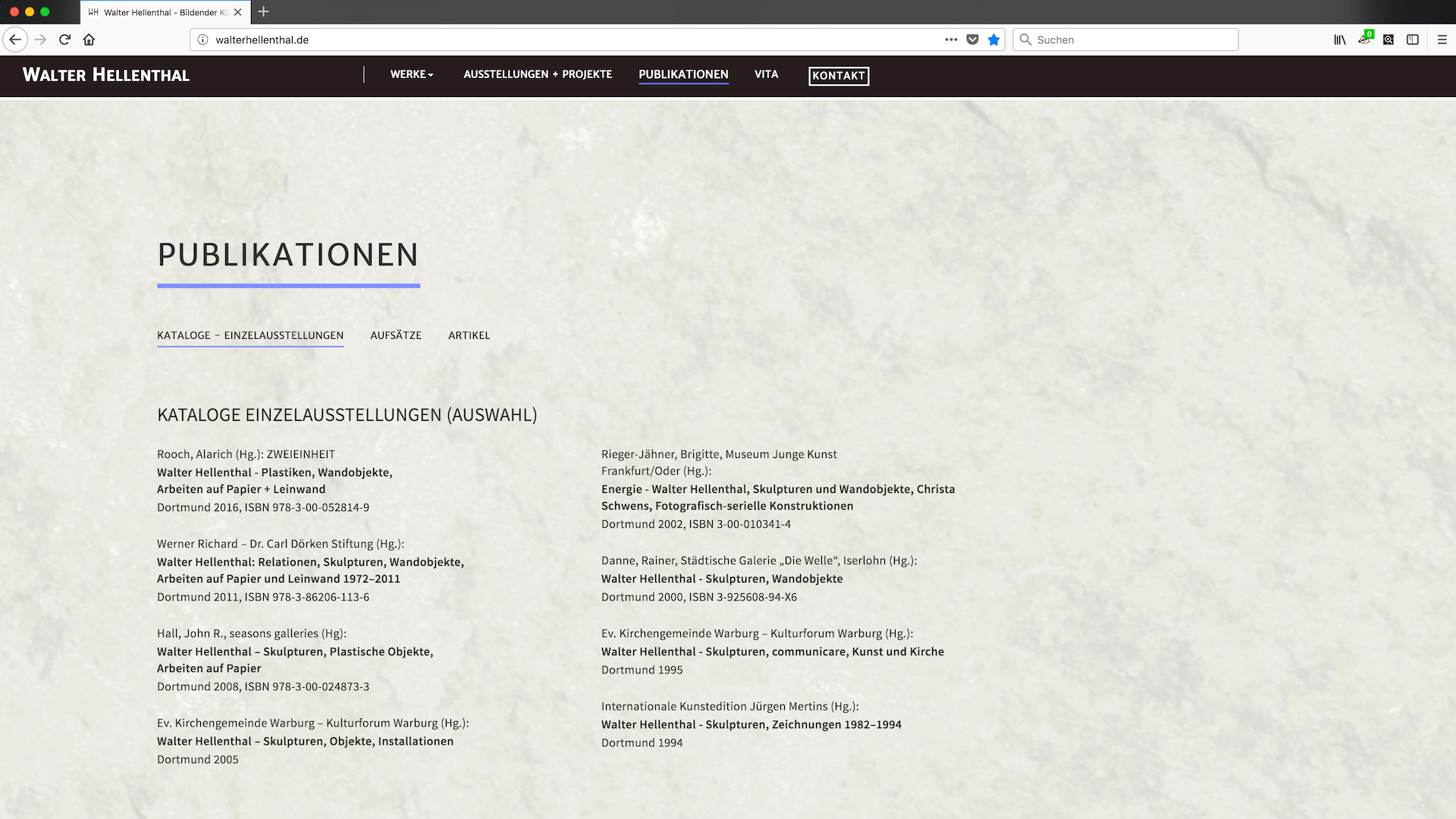 Screenshot der Website Walter Hellenthal