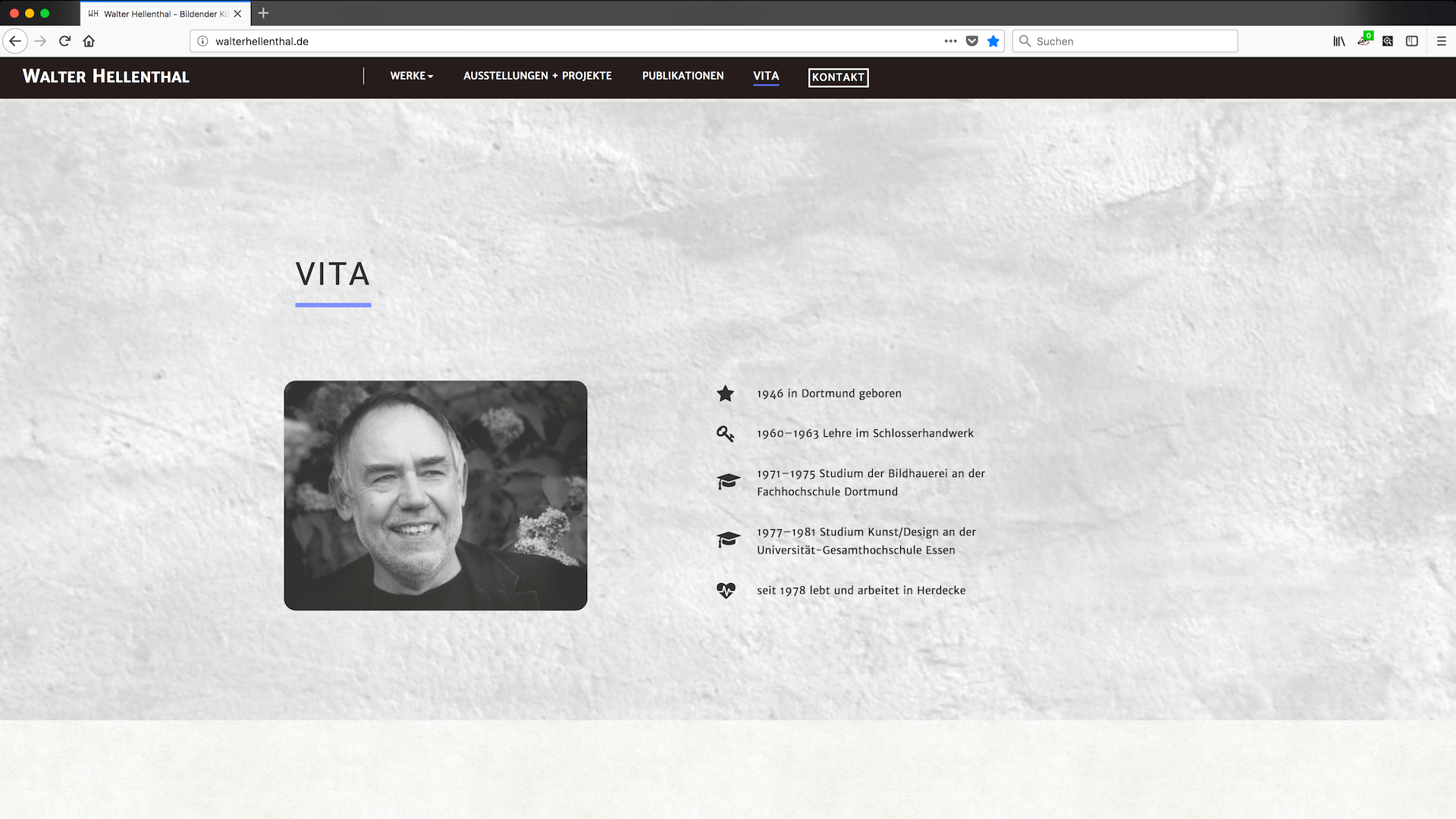 Screenshot der Website Walter Hellenthal