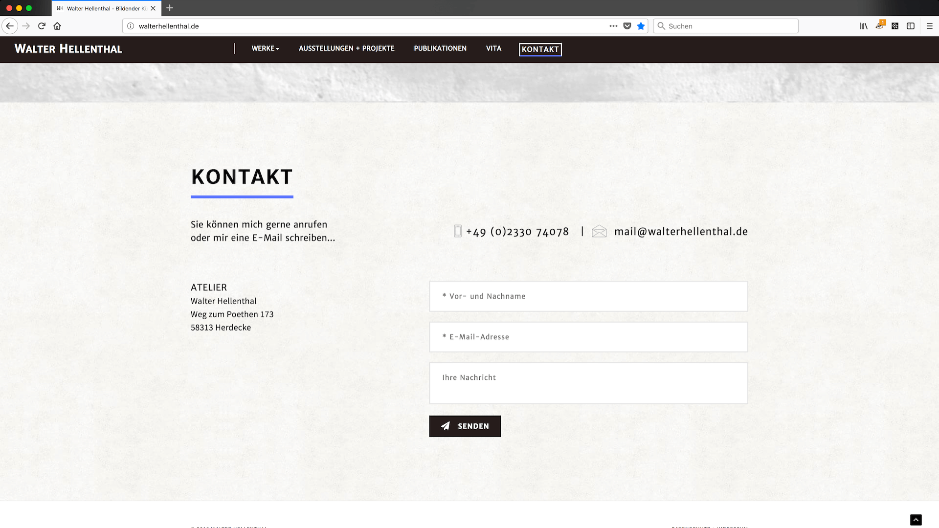 Screenshot der Website Walter Hellenthal